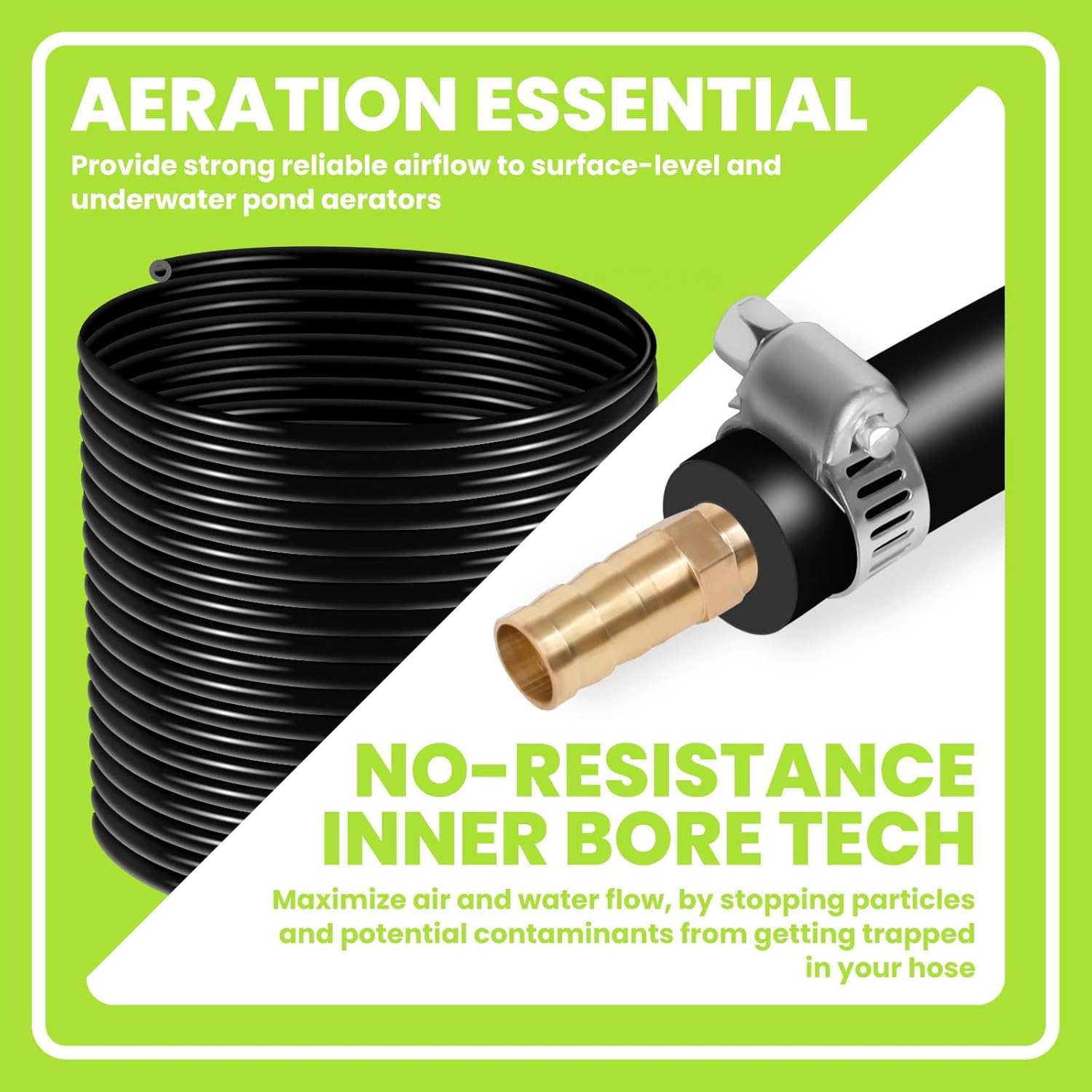 【328 FT 3/8 Hose】pond hose - Weighted Hose for Pond Aeration & Fish Breeding, Anti-Clog & Weather Resistant, Compatible with Pond Air Pump Aerator Outdoor
