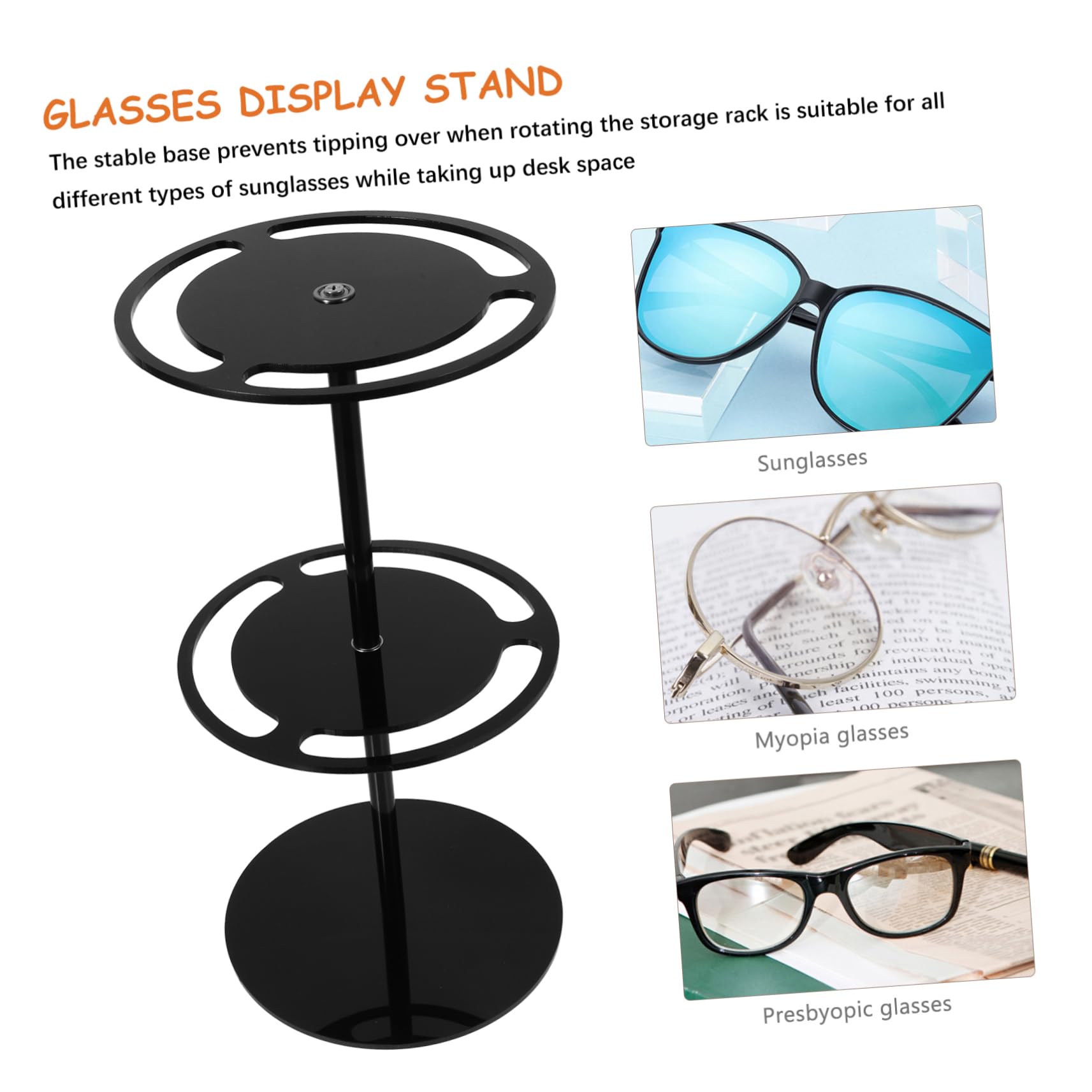 PRETYZOOM Sunglass Display Stand Rotatable Glasses Holder Stand Glasses Storage Rack for Home/store