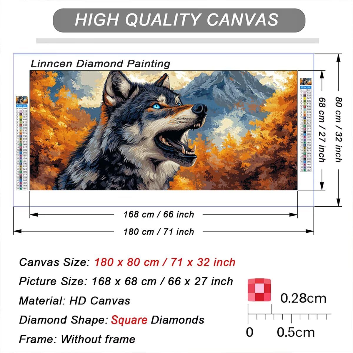 Duża sztuka diamentowa dla dorosłych, 140 x 60 cm, diamentowy wilk, akcesoria artystyczne dla dzieci, początkujących, 5D, DIY, pełne wiercenie, płótno, klejnot, sztuka i rzemiosło, hobby dla dorosłych