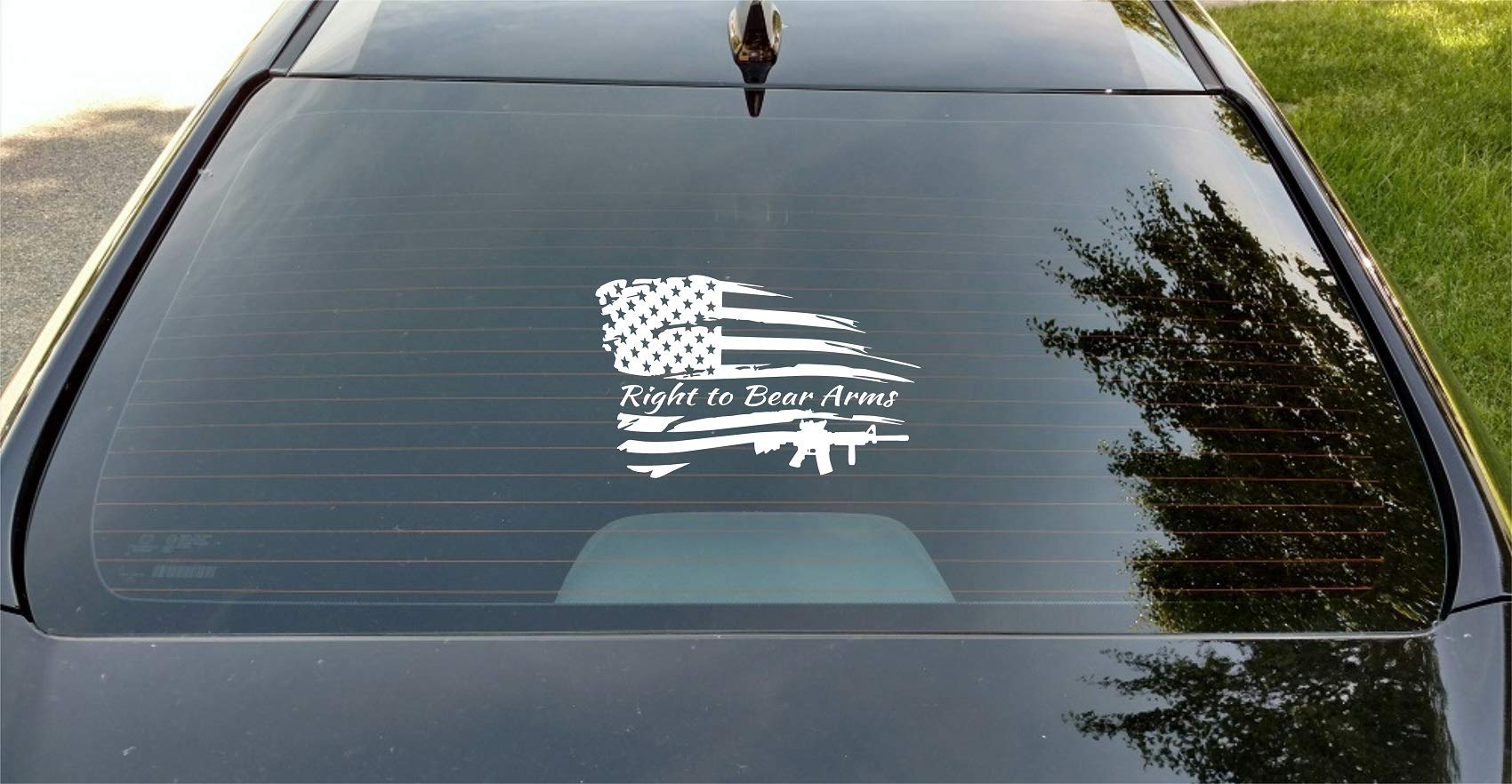 Distressed American Flag Right to Bear Arms Patriotic Vehicle Decal Sticker Decor