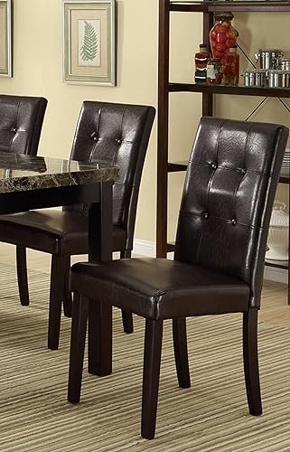 Miniatura 6 de Juego de 2 sillas de comedor para habitación, mesa y asiento de cocina, modernas sillas de comedor estilo Parson tapizadas de piel sintética, estilo