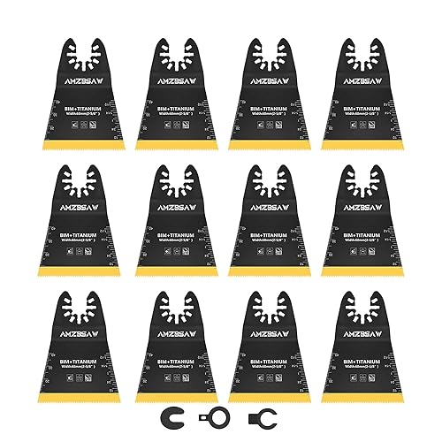 Miniatura 8 de AMZBSAW 60 hojas de sierra oscilantes de titanio, corte de metal, 4 tipos de cuchillas multiherramientas para clavos de metal, madera, plástico y