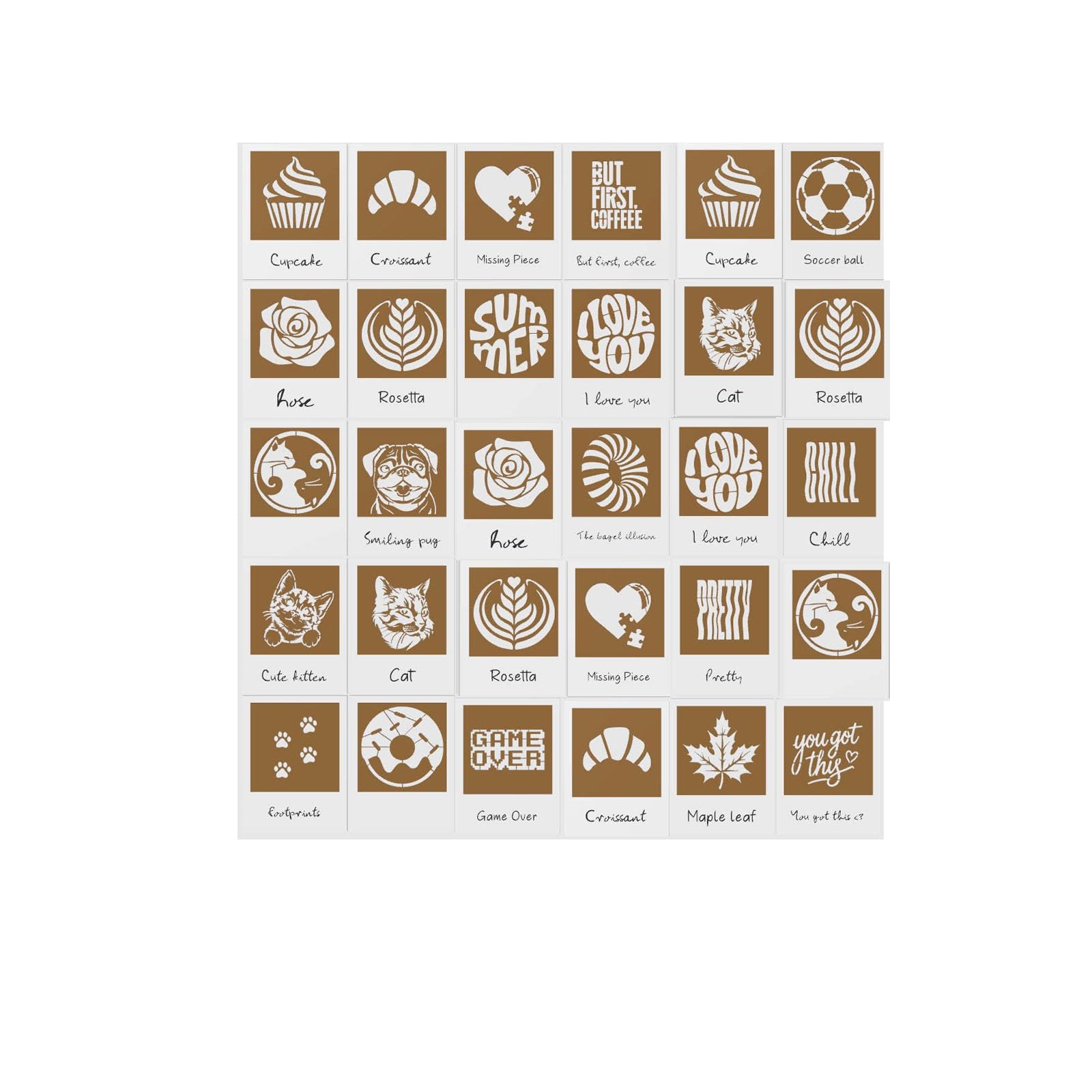 Coffee Printer, Mechanical Latte Art Stencil Camera with 4 Cards (30 templates)