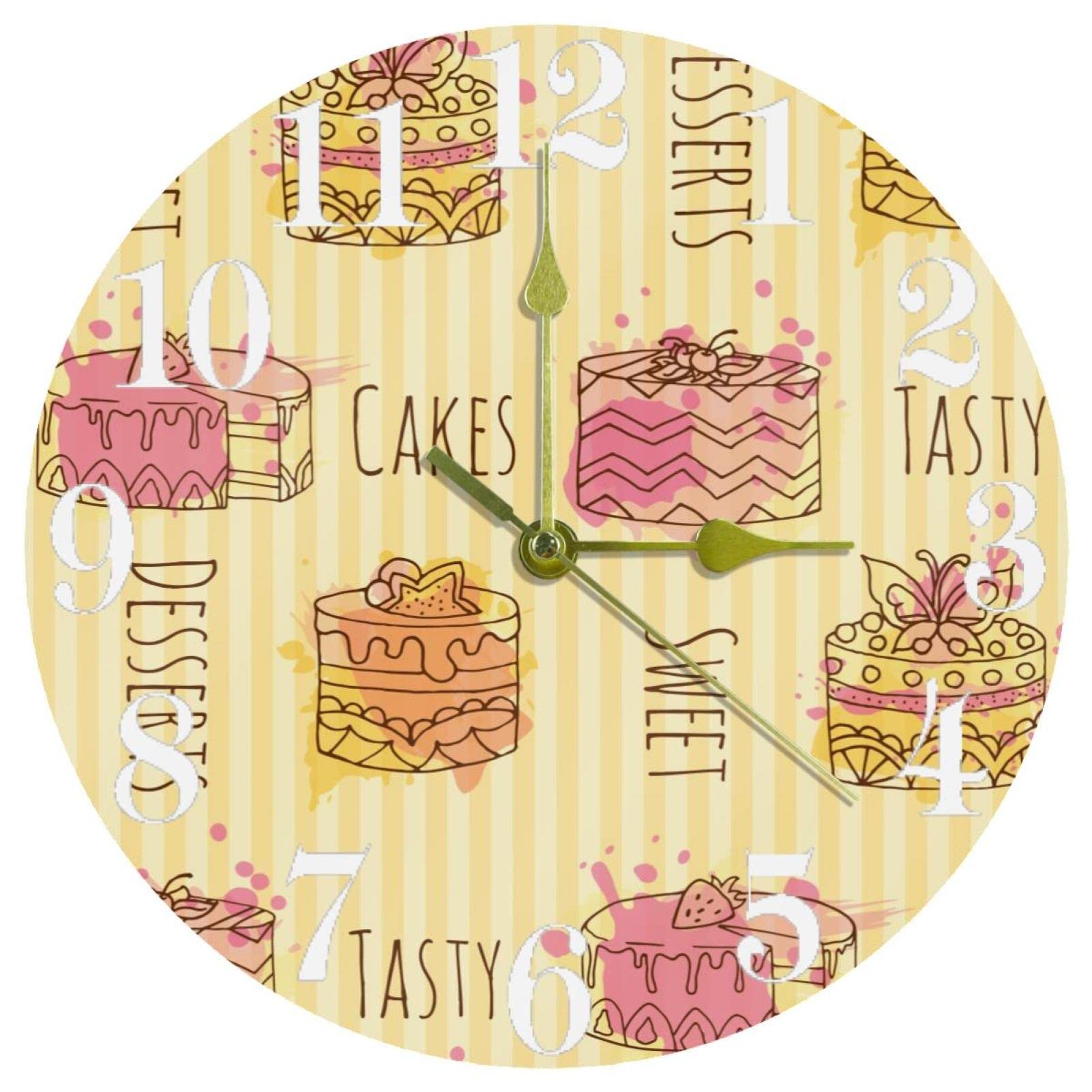 Horloge murale cupcakes sans tic-tac pour éliminer le bruit dans la chambre