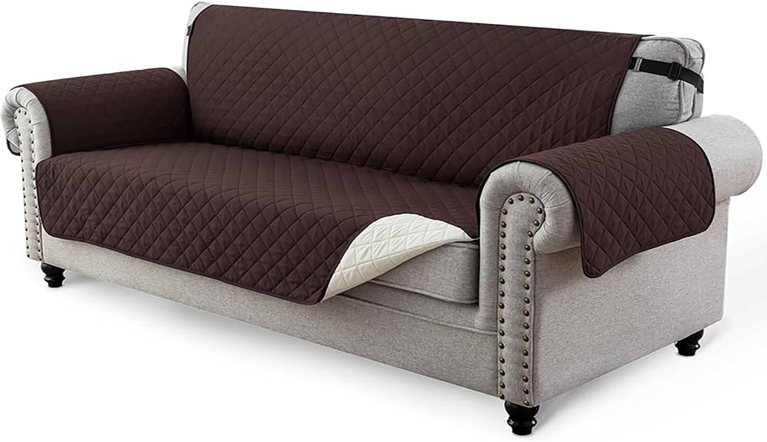 House of Quirk Reversible Sofa Cover, 3 Seater Couch Covers with Adjustable Elastic Straps, 280 GSM Sofa Slipcovers for Pets (Chocolate/Beige, 172.7 x 190.5cm) (B0CQRFHGD8) Amazon Price History, Amazon Price Tracker