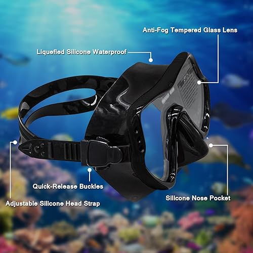 Miniatura 6 de AOKADUTE Equipo de esnórquel para adultos y niños, máscara de snorkel profesional, gafas de natación, vista panorámica, máscara de buceo de vidrio