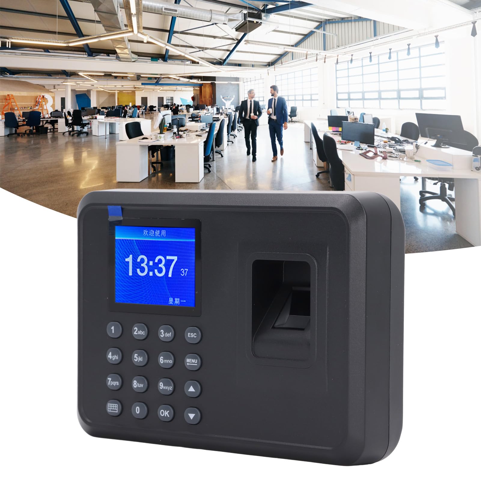 Reloj de Tiempo de Empleado con Huella Digital con contraseña y recordatorio de Voz