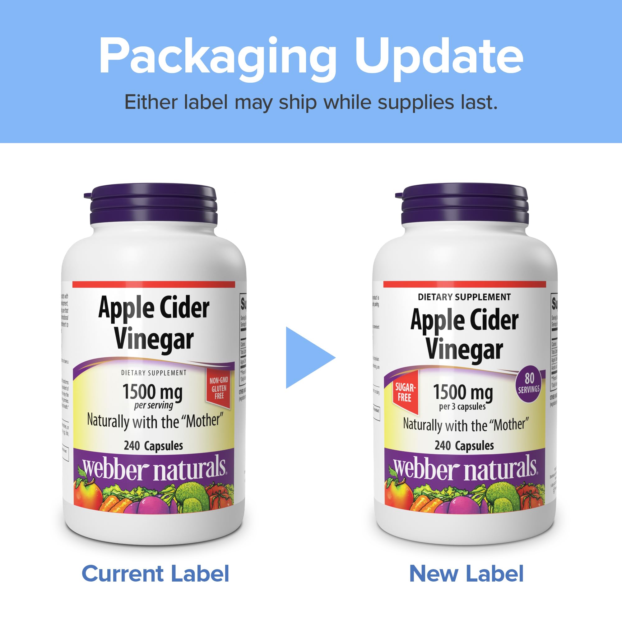 Webber Naturals Apple Cider Vinegar Capsules 1500mg, 240 Capsules — Amazon image 4