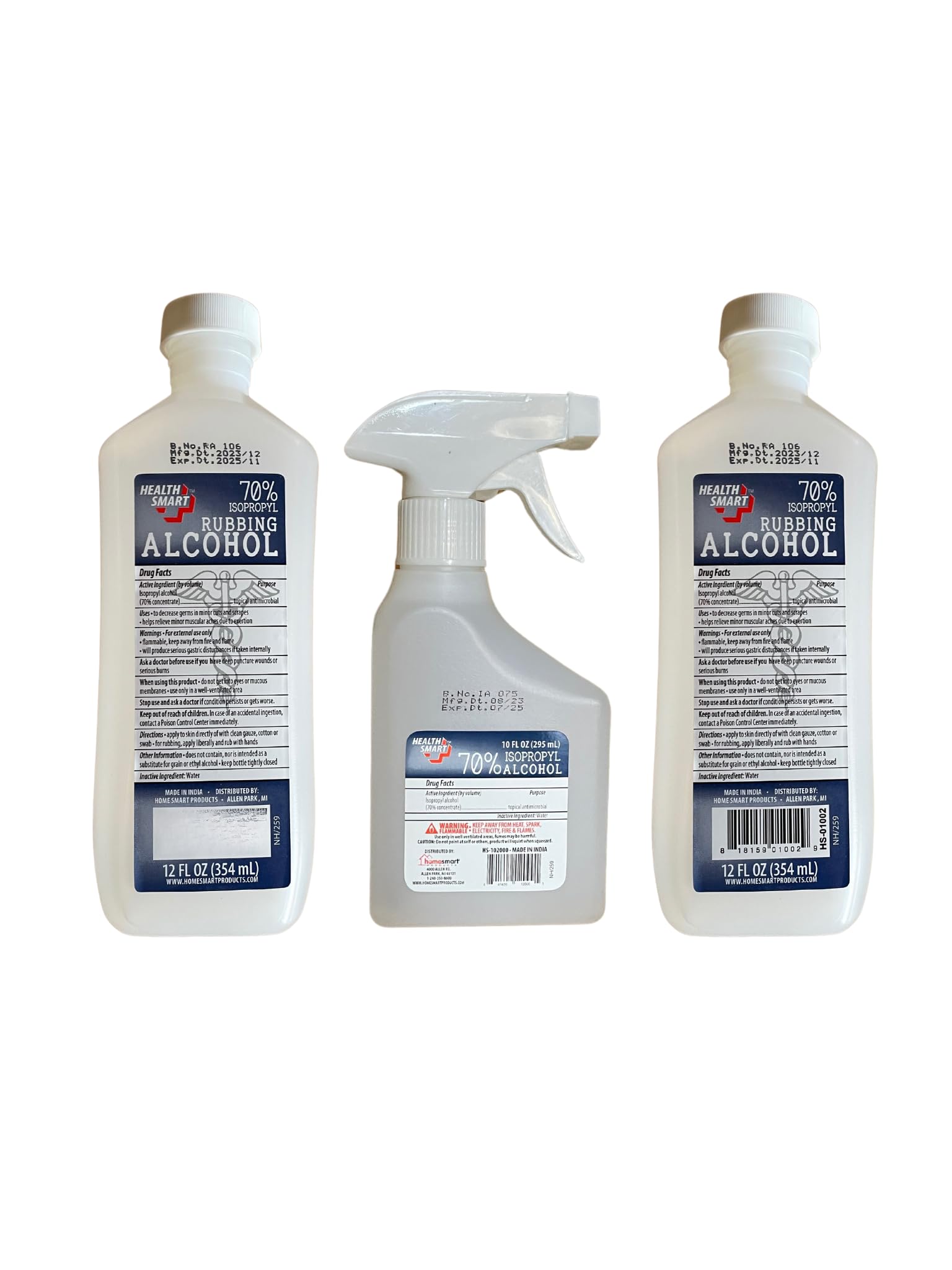 Generic Isopropyl Alcohol 70% Antiseptic and Cleaner (1 10oz Spray Bottle, 2 12oz Bottles), Clear