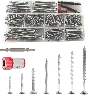 Wood Screws KIT Torx Star Drive Deck Screws Flat Head Countersunk Self Tapping Thread Cut 200pcs Carbon Steel Galvanized (200PCS KIT)