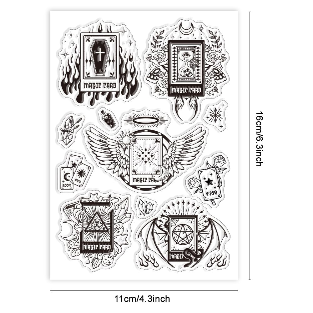 Set 4 Fogli Timbri Trasparenti In Silicone GLOBLELAND | Tema Divinazione Magica, Tarocchi E Astrologia Per Scrapbooking Fai Da Te