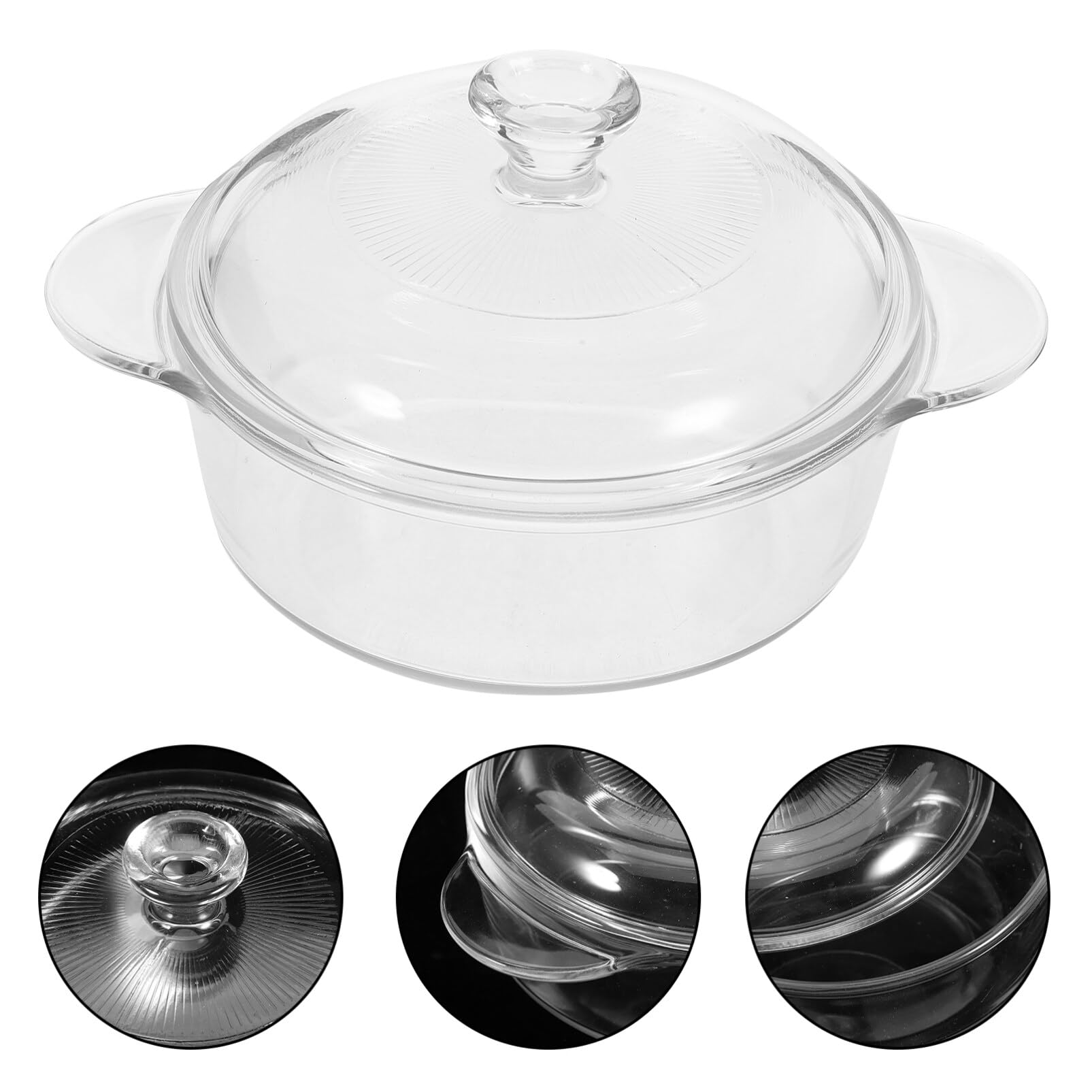 Alipis Große Salatschüssel aus Glas 1l mit Deckel und Doppgriffen | Transparent, Leicht zu Handhaben und Transportieren, zum Aufbewahren und Servieren von Speisen