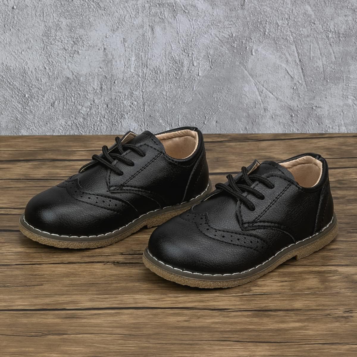 Meckior Toddler Boys Girls Black Dress Shoes Little Kid Oxford Shoes Wedding Church Dress Shoes PU Leather Lace Up School Uniform Loafer Flats - Image 7