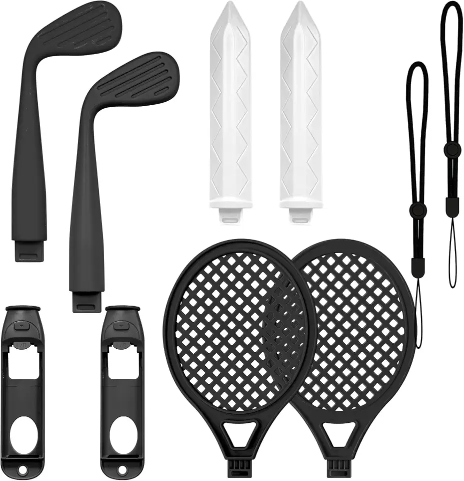 Sports Game Accessories Bundle for Nintendo Switch 2 (2025) , 10 in 1 Motion Control Kit of Golf Clubs Sword Tennis Rackets Detachable Joy-Con Handle Grips Family Party for Switch Sports & Mario Golf