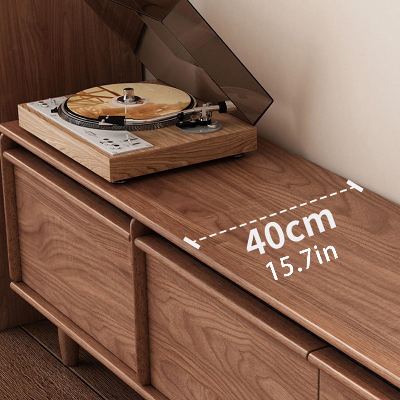 Mid Century Media-Konsolentisch Mit 4-türigen Kabelmanagement | Entertainment-Center, Wohnzimmer-Konsolentisch mit Stauraum, Wohnzimmer-TV-Ständer Retro-Massivholz(200CM/78.7IN)