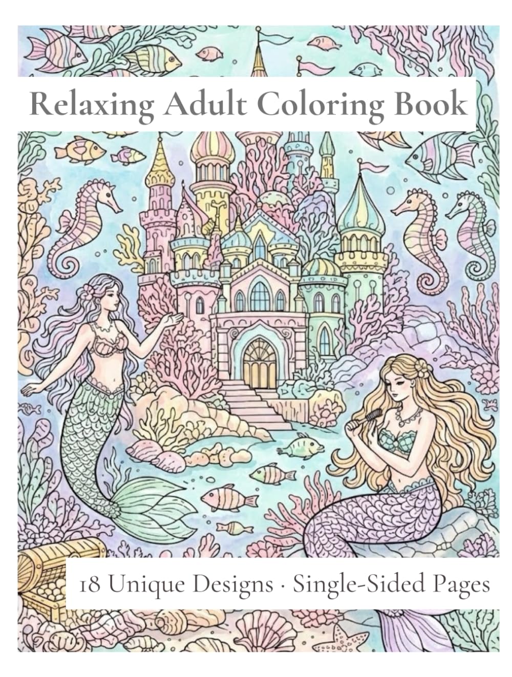 Relaxing Adult Coloring Book: 18 Unique Designs · Single-Sided Pages