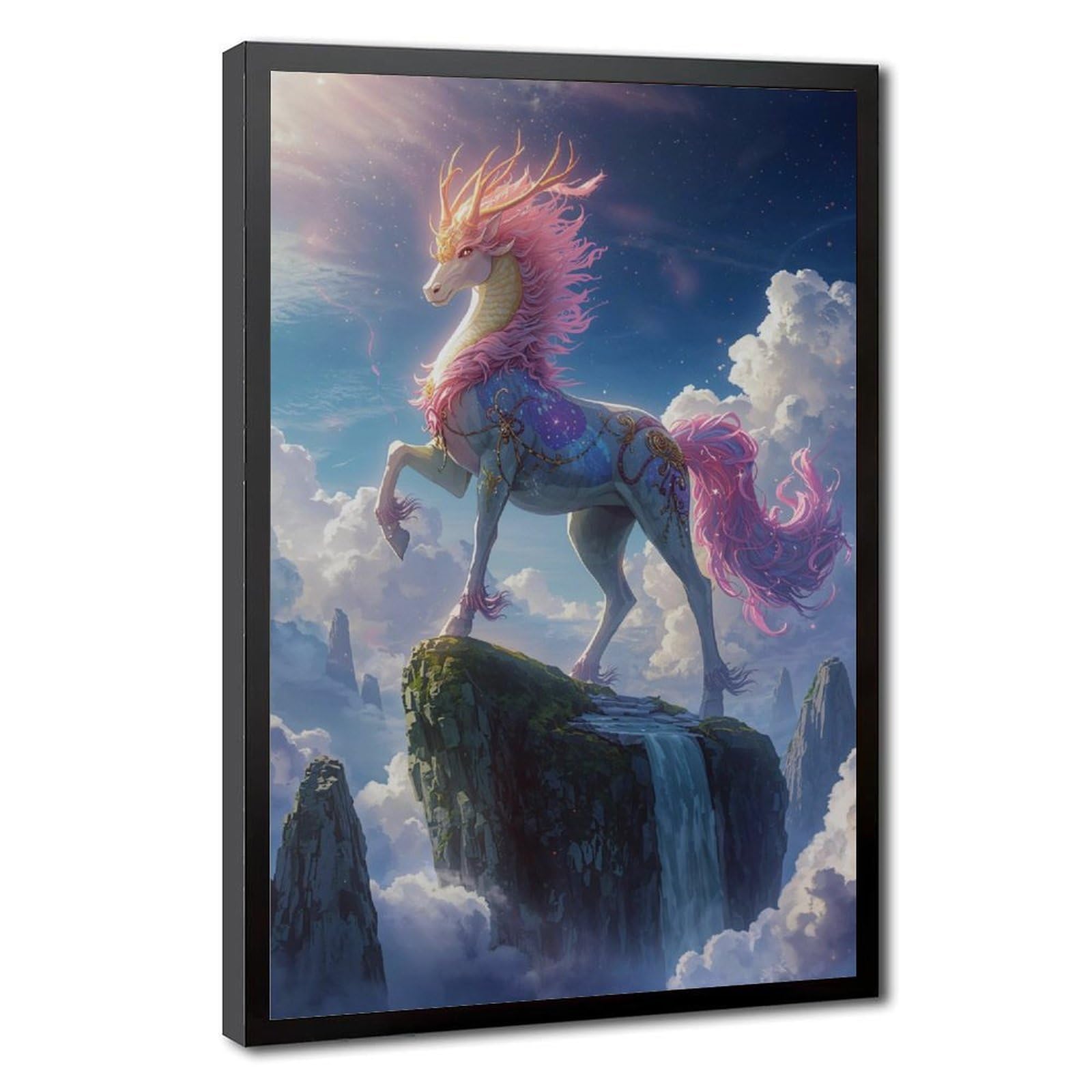 Bareronor Celestial Kirin Poster Canvas Poster Wall Art Decor Print Picture Paintings for Living Room Bedroom Decoration 24" L X 36" W