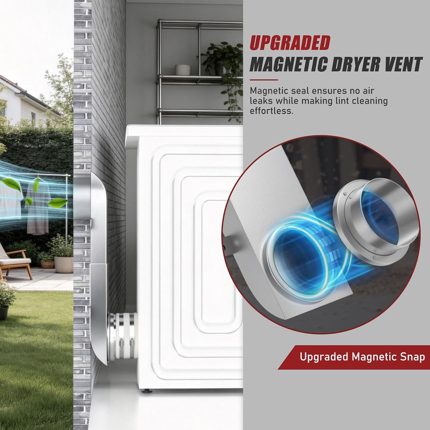 Magnetic Periscope Dryer Vent Connector Kit, 9.5-14.5" Stainless Steel