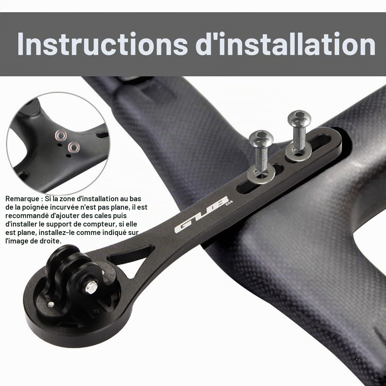 Support Intégré pour Ordinateur Vélo Course, Alliage Aluminium, Support pour Guidon Compatible avec Garmin Edge, Wahoo Elemnt, Bryton, Cateye, caméra GoPro et Lampe