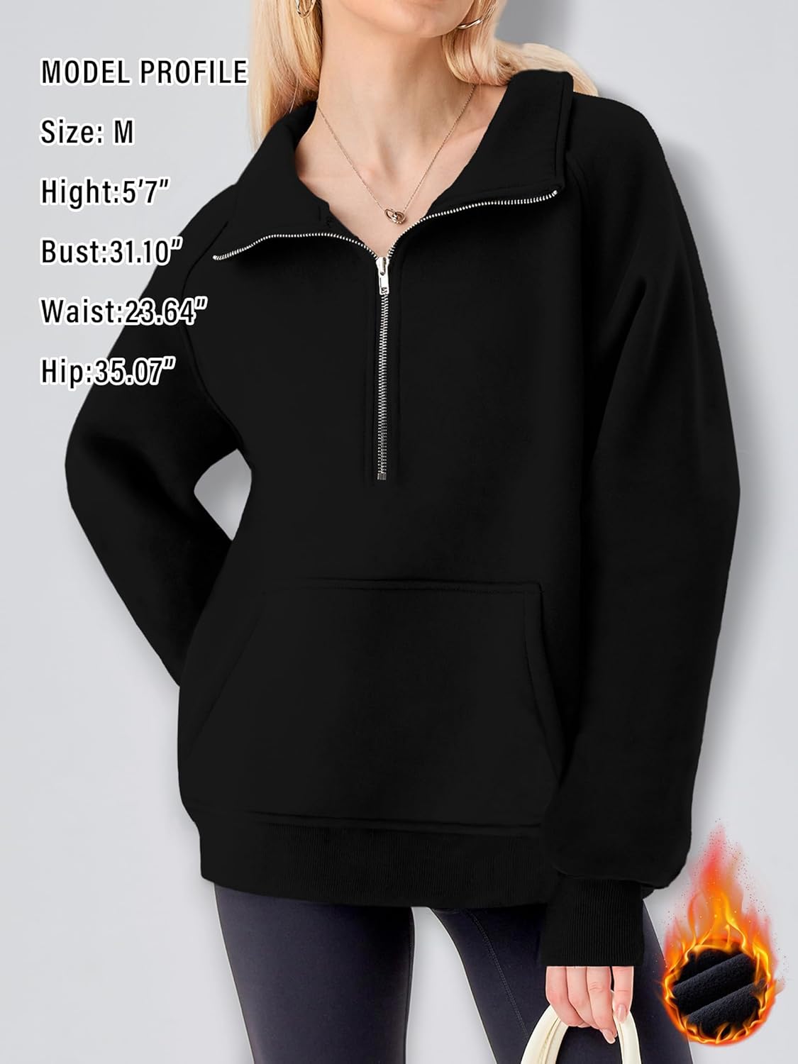 Elesomo Women's Long Sleeve Sweatshirts Half Zip Pullover Winter Fashion Clothing