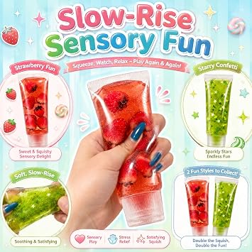 2pcs Toothpaste Squishy, Squishy Toothpaste, Squishy Toys Set, Desk Decor for Relaxation Of Emotions, Stress Relief Squeeze Toys for Office Workers and Home Use(Strawberry, Green)