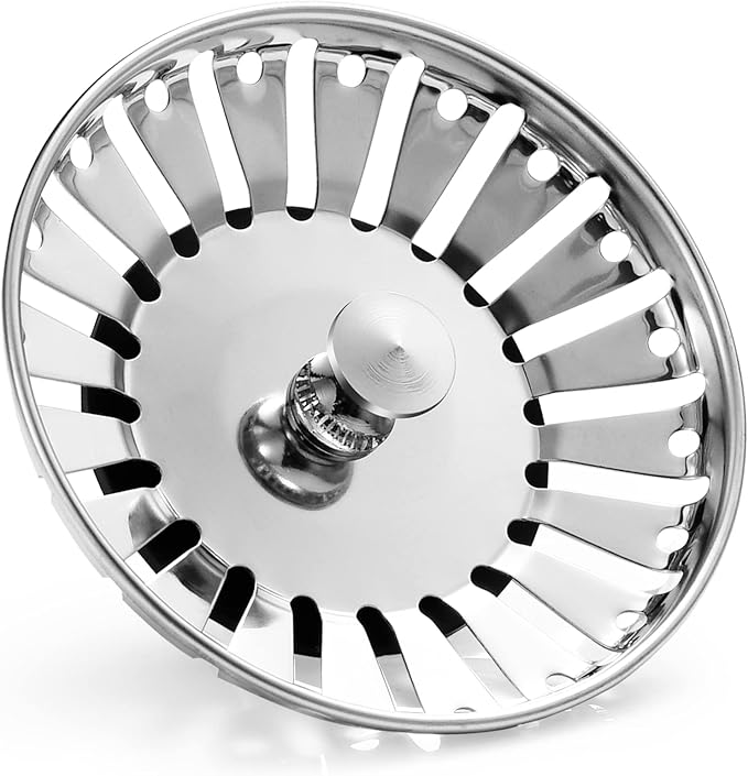 Stainless Steel Kitchen Sink Strainer Plug 84mm Sink Plugs Replacement for Food/Hair Catcher
