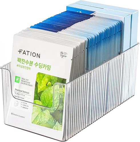 Organizador de maquillaje de plástico transparente con divisores extraíbles, almacenamiento impermeable para encimeras de baño para máscaras de