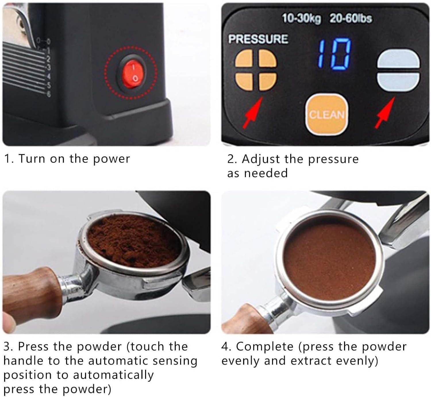 Prensador Automático, Máquina Eléctrica Para Prensar Café, Presión De 10-30 Kg, Inducción Automática Y Prensado 58 Mm, Fácil Limpiar, Para Cafeterías Uso Doméstico