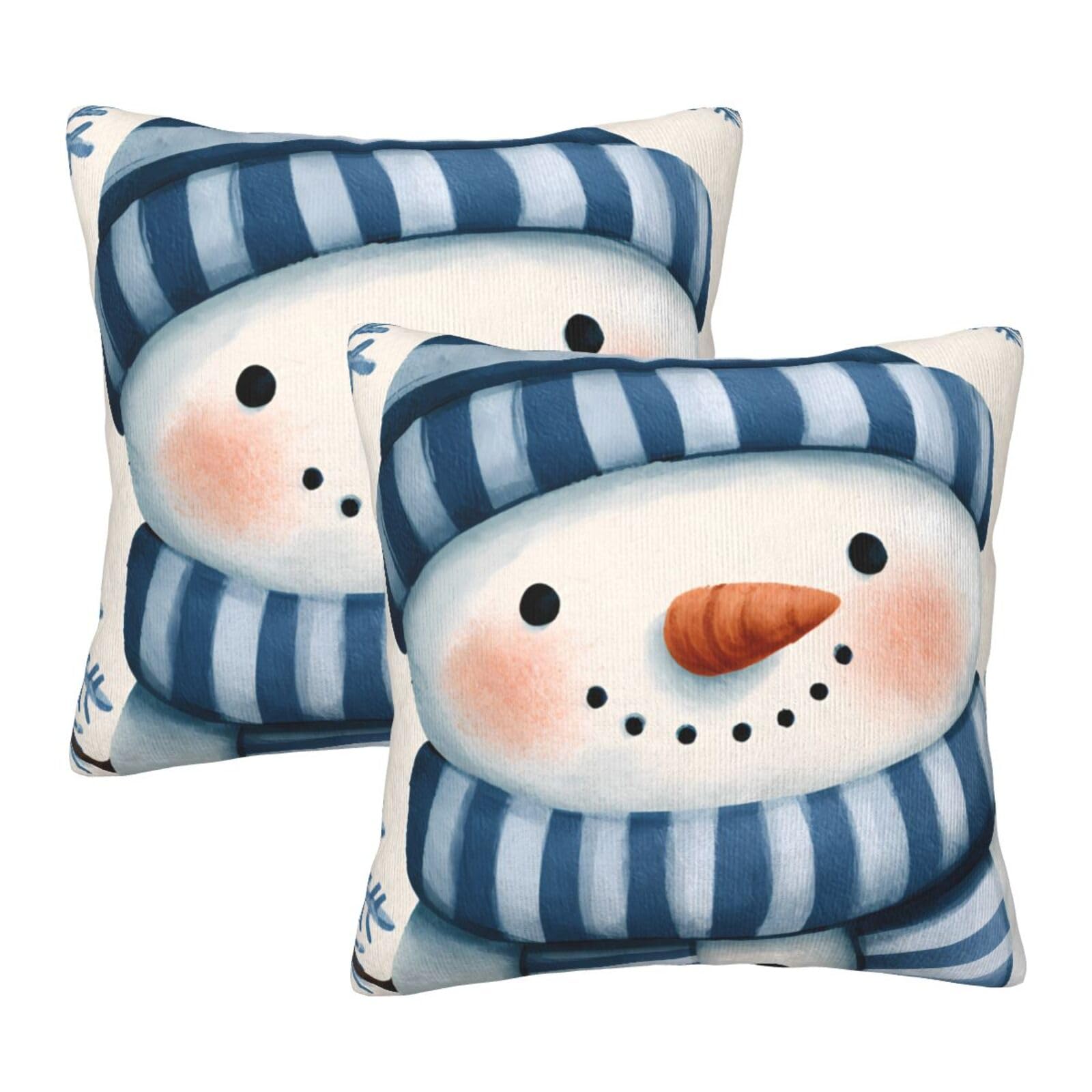 Wuwoli Winter Snowman Snowflakes Throw Pillow Covers 18X18 Set Of 2, Pillowcases For Sofa Couch Bedroom Living Room Car