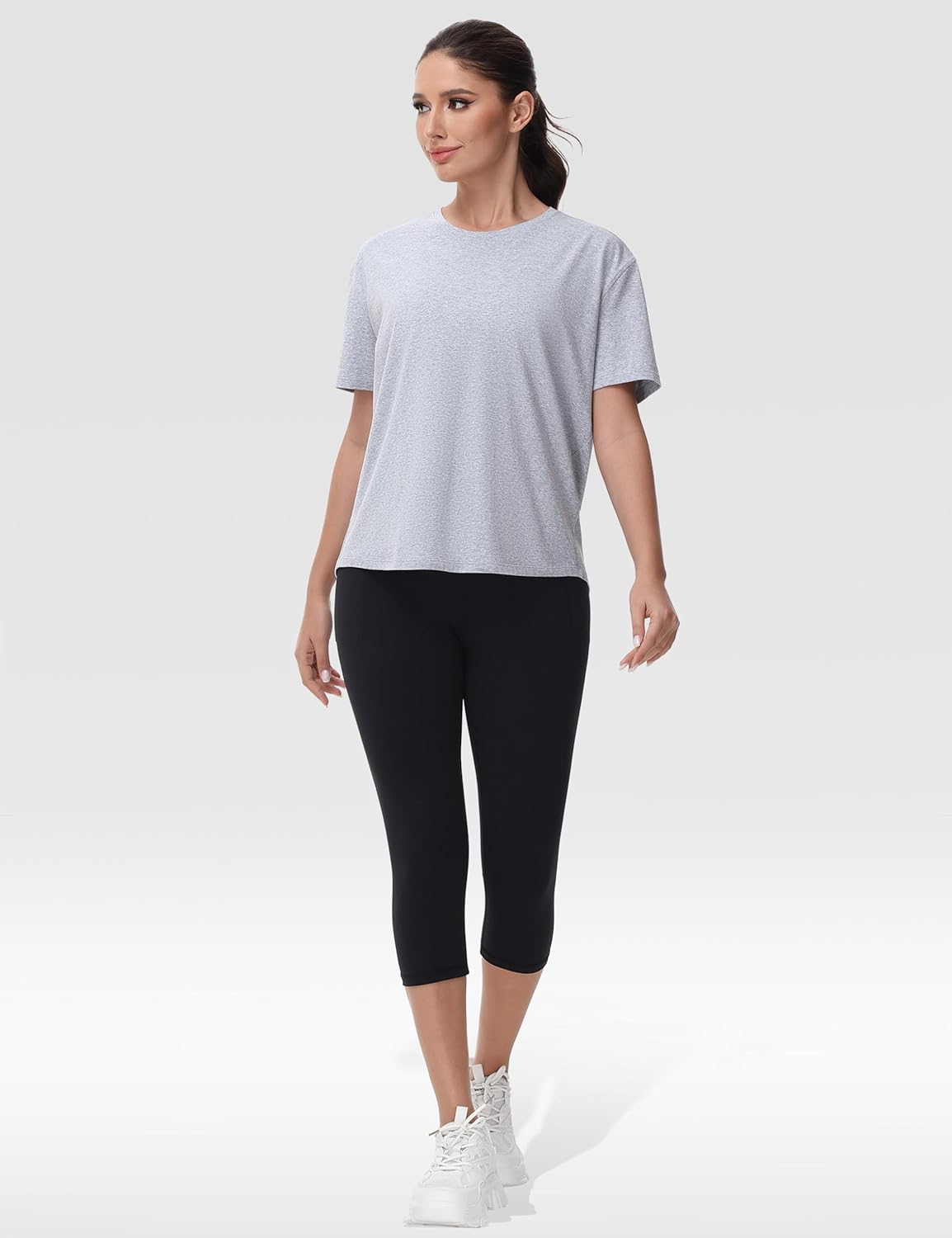 THE GYM PEOPLE Women's Short Sleeve Workout T-Shirts Back Loose Fit Running Yoga Tee Tops - Image 6