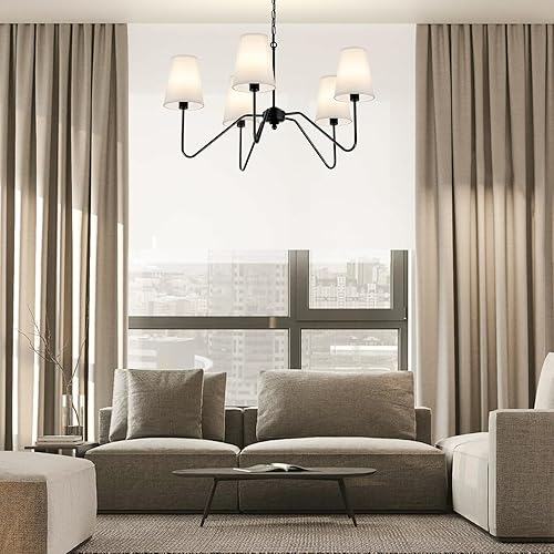 Miniatura 2 de Candelabro para comedor, moderna lámpara colgante sobre mesa con pantalla blanca, iluminación clásica colgante de techo para sala de estar, pasillo,