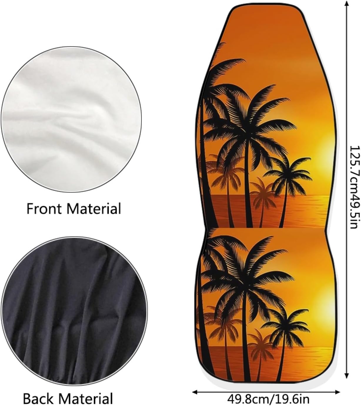 Wanyint Beautiful Golden Sunset Tropical Beach Palm Trees Universal Auto Car Front Seat Covers,Hawaiian Style Bucket Seats Protector Fit for Car,SUV Sedan,Truck