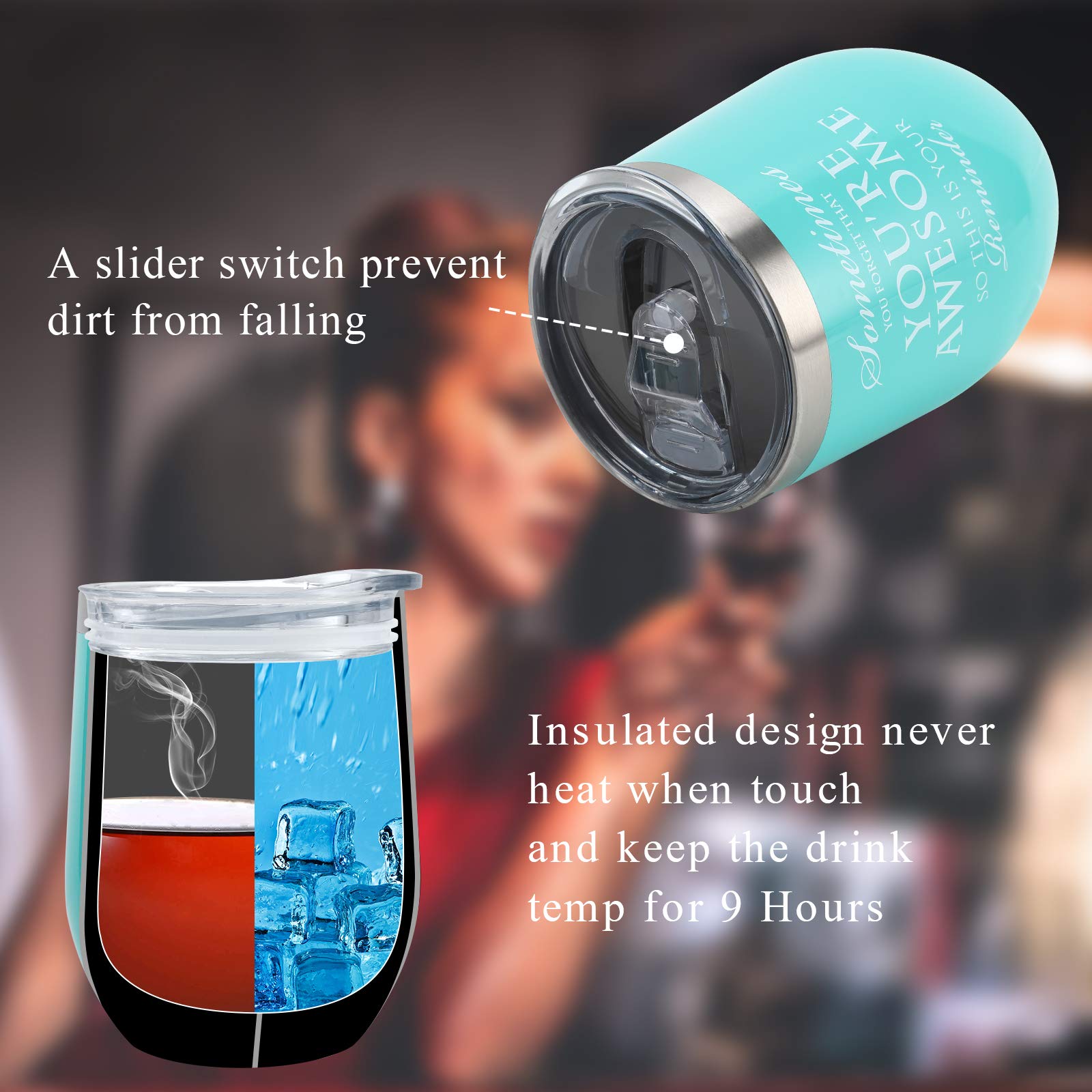 Livole Regalos De Cumpleaños Para Mujeres, Señoras, Calcetines De Vino, Regalo De Cumpleaños, No Preguntes, Mal Día, 12 Oz 350 Ml, Vaso De Vino De Acero Inoxidable, Copas De Vino Con Sacacorchos