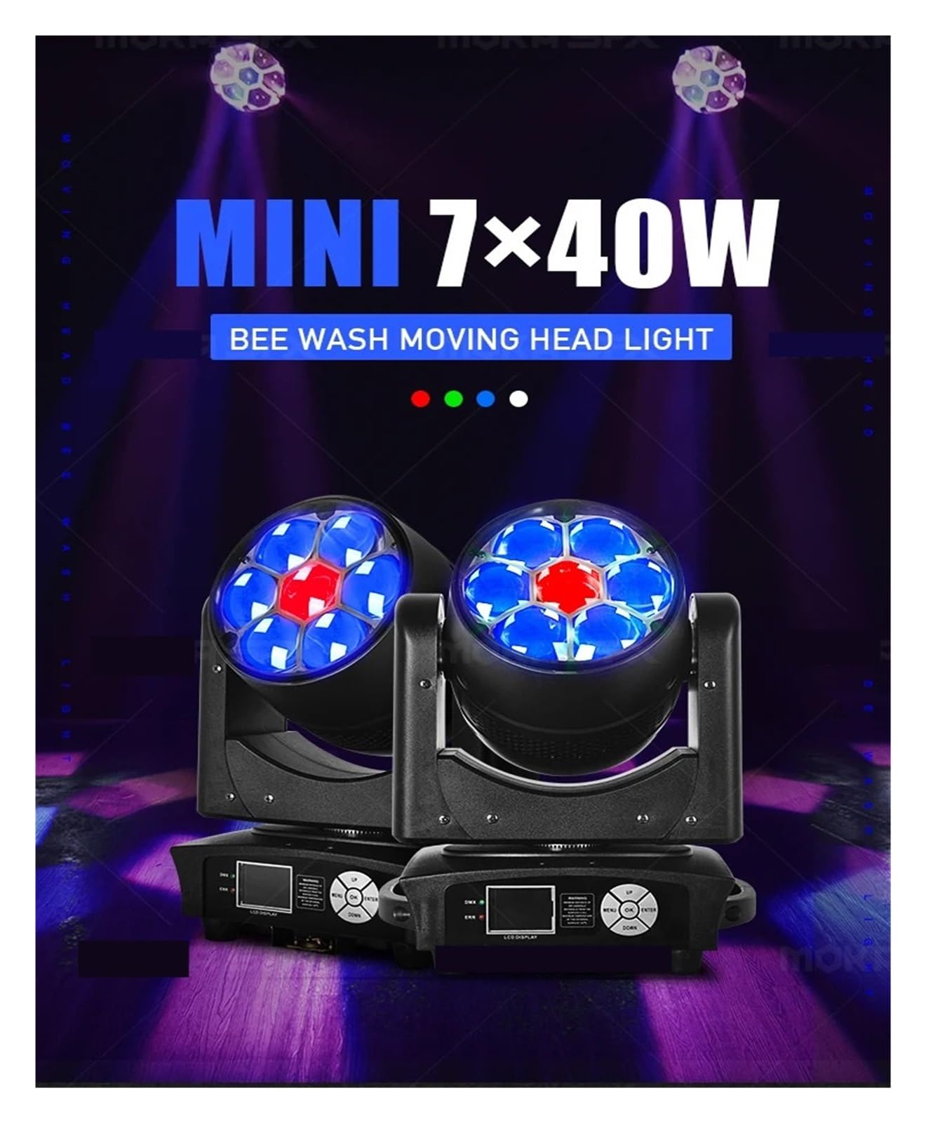 7x40w Ruchoma Głowica Światła, Zoom Wash Pixel LED Control RGBW 4 W 1 Obrotowy Obiektyw Oświetlenie Sceniczne DJ Disco Club Oświetlenie na imprezy