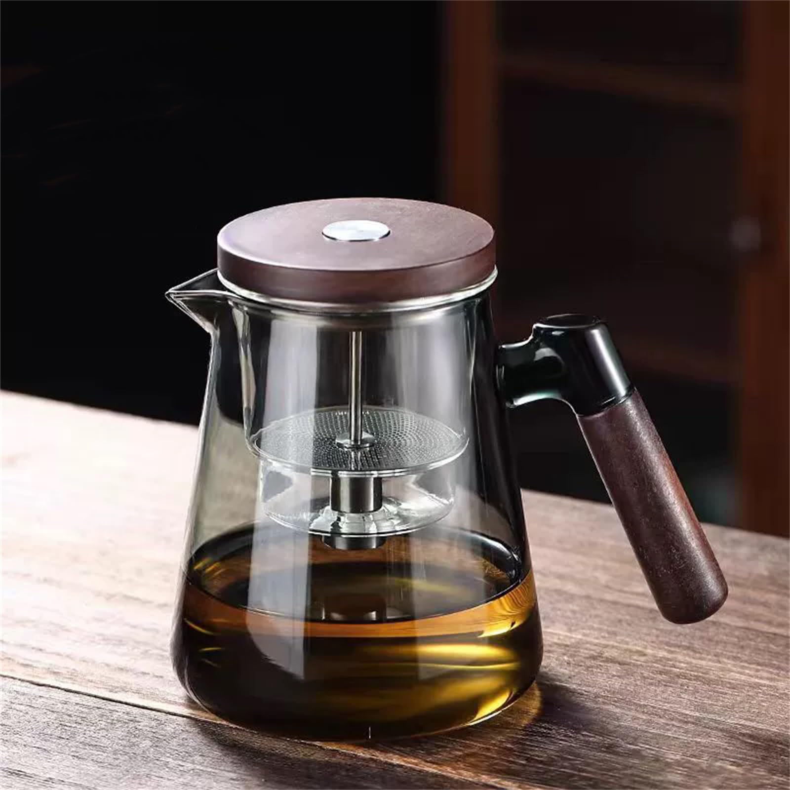 Teiera di Vetro 800ml Tetera Separación De Agua De Té Todo El Vidrio Resistente al Calor Filtro Tetera Kung Fu Tea Set(Ceniza)