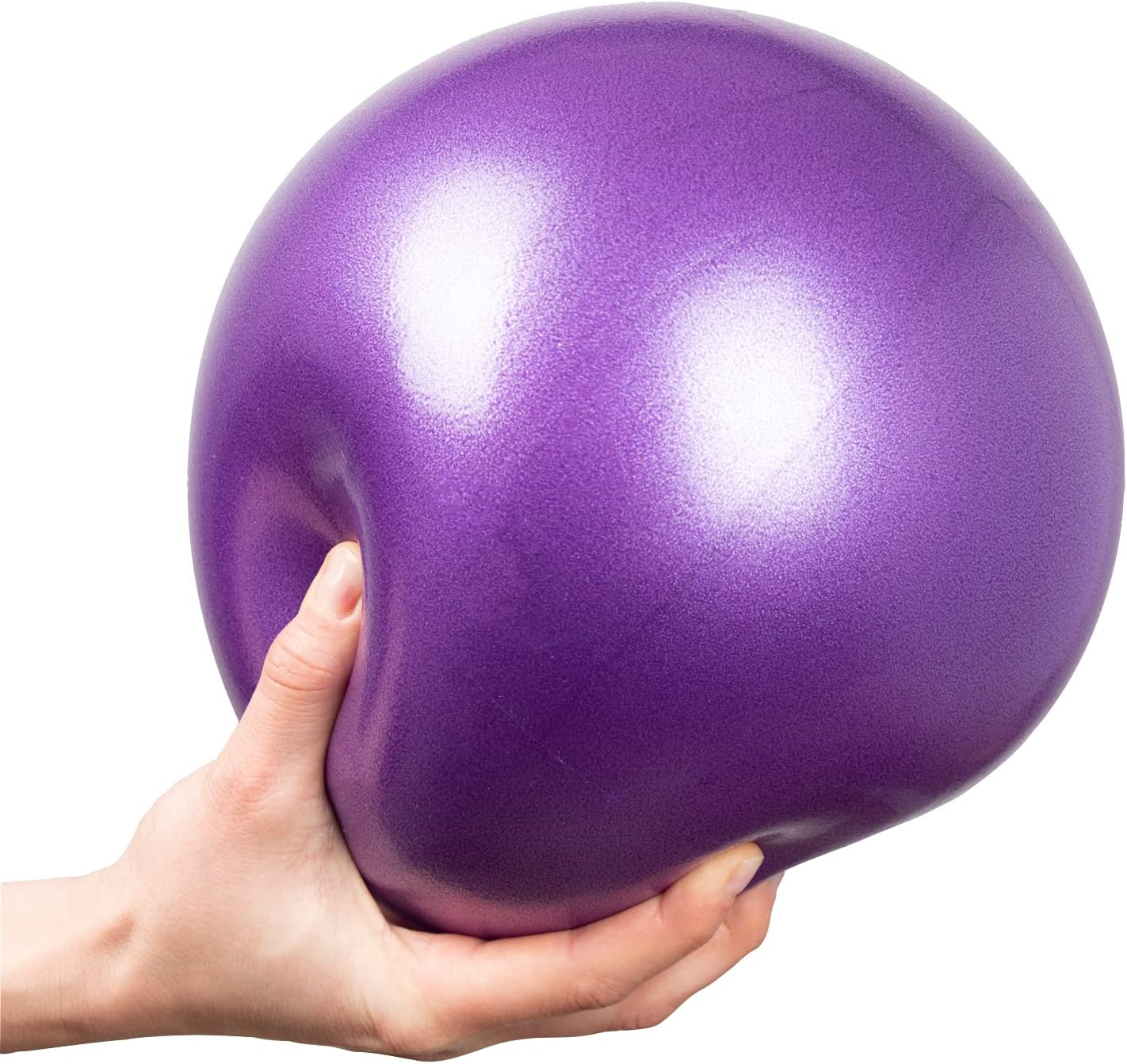 Mini Exercise Ball 9 Inch (23cm) – Small Soft Pilates Ball for Yoga, Core & Ab Workouts – Anti-Burst Non-Slip Fitness Ball with Inflatable Straw for Home Therapy & Barre – Purple