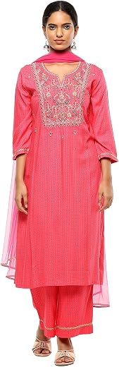 BIBA Women Rayon Straight Printed Suit Set