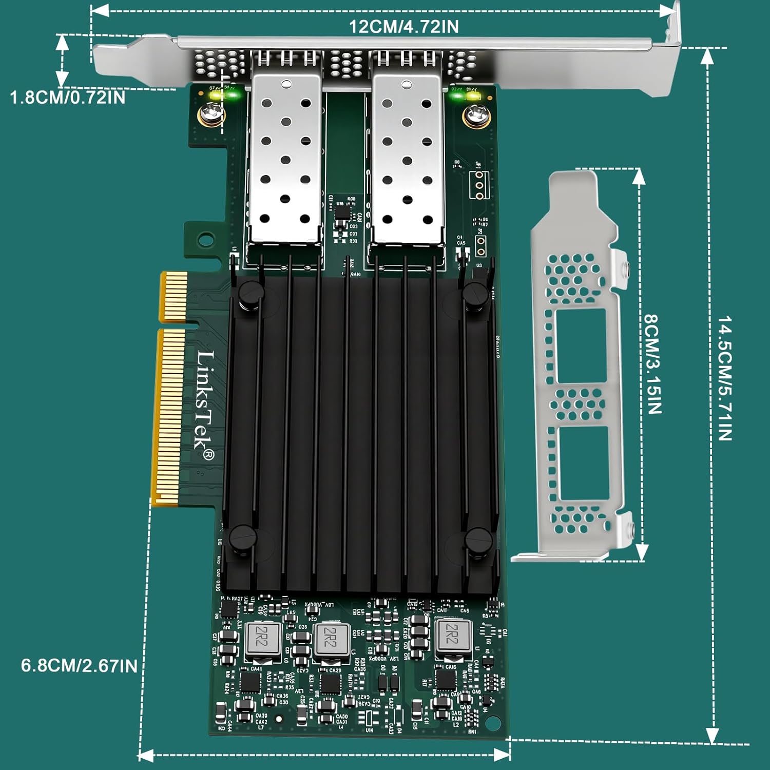Dual 25Gb/s SFP28 Fiber Port Intelligent RDMA Ethernet Adapter for Virtualization and Storage Servers, Mellanox ConnectX-4 Lx EN MT27711A0 Ethernet Controller, 2X 25GbE PCIE 3.0 x8 NIC Card (CX4121A)