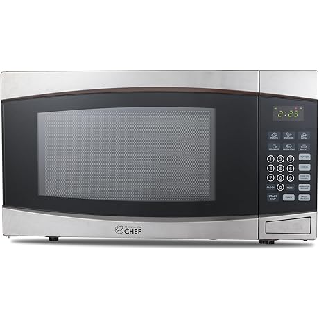 COMMERCIAL CHEF Countertop Microwave: 1.4 Cubic Feet, 1100 Watts, Stainless Steel