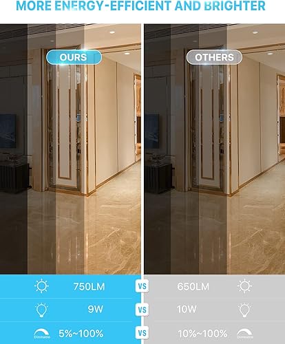 Miniatura 3 de Ensenior - 6 lámparas empotrables LED ultrafinas de 4 pulgadas con caja de conexiones, 3500 K blanco neutro, 9 W 75 W Eqv, luz descendente