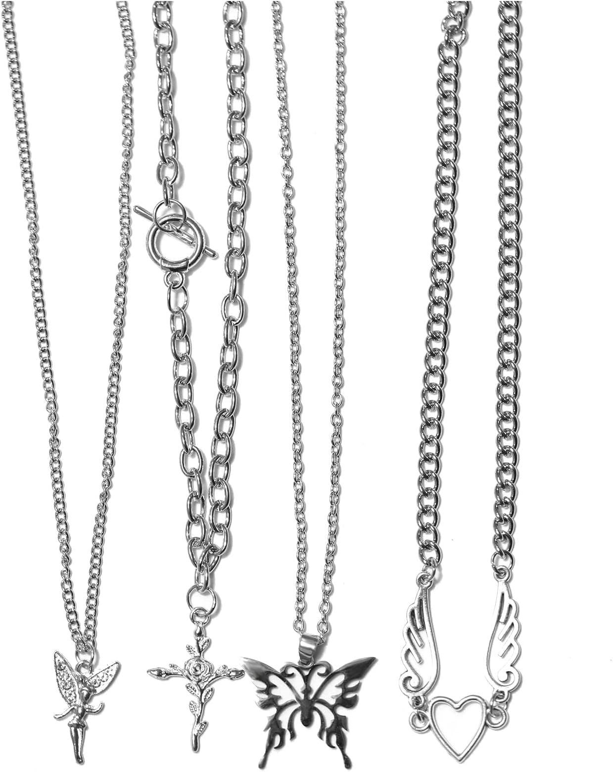 Butterfly Fairy Rose Heart Y2k Jewelry Boho Punk Emo Jewelry for Women