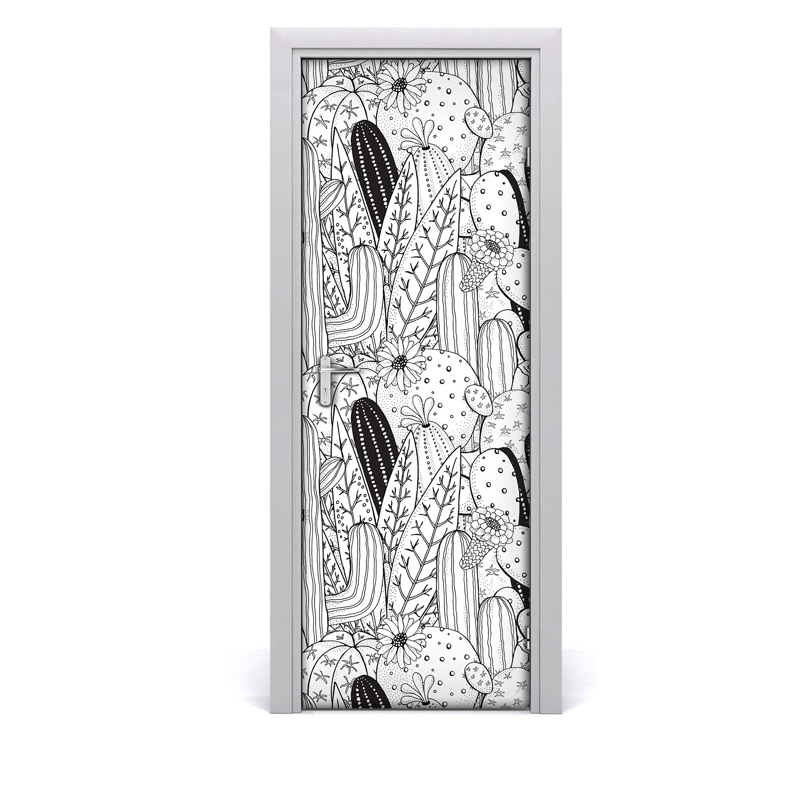 Papier peint sur la porte mural Magic-Stick lavable au motif cactus amusant 85x200