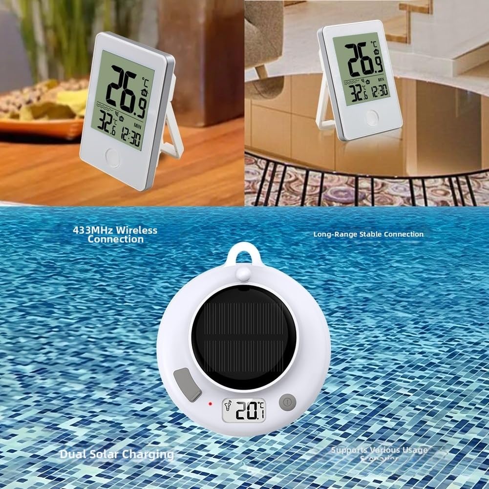 Termometro da piscina wireless a energia solare IPX8 impermeabile