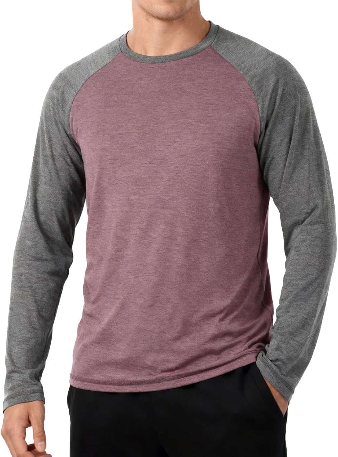 Mens Long Sleeve Shirts Casual Crew Neck Baseball T Shirt Raglan Athletic Tees Lightweight Tops