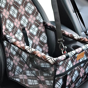 pekdi Portable Foldable Pets Dogs Cats Car Crate Lookout Booster Seat Bag Carrier Travel Outdoor Pets Beds Simple Grid