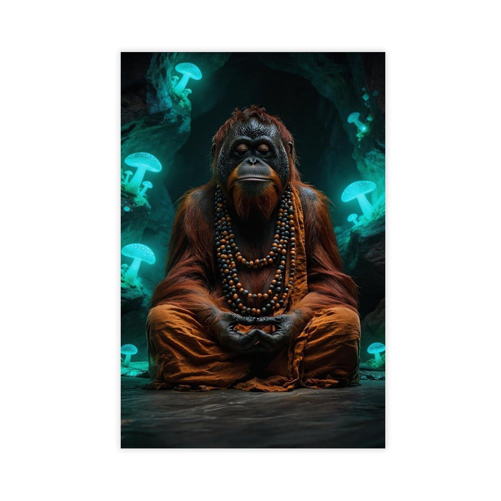 Bareronor Zen Ape Meditating Canvas Poster for Bedroom Decor Gift