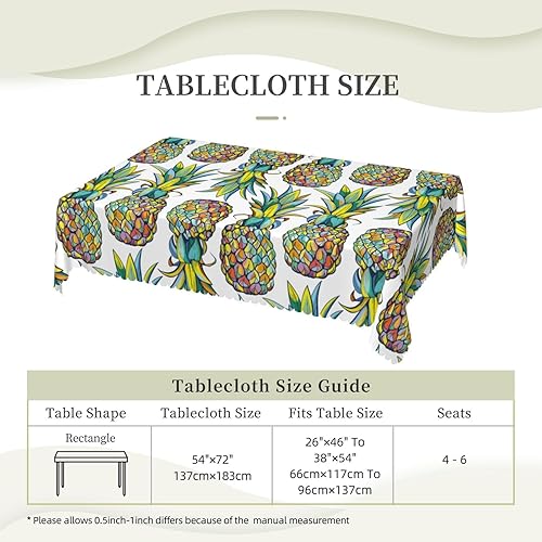 Miniatura 5 de Aimeryup Mantel rectangular de piña colorida, mantel impermeable rectangular para mesas rectangulares de 6 pies, manteles de mesa para comedor y