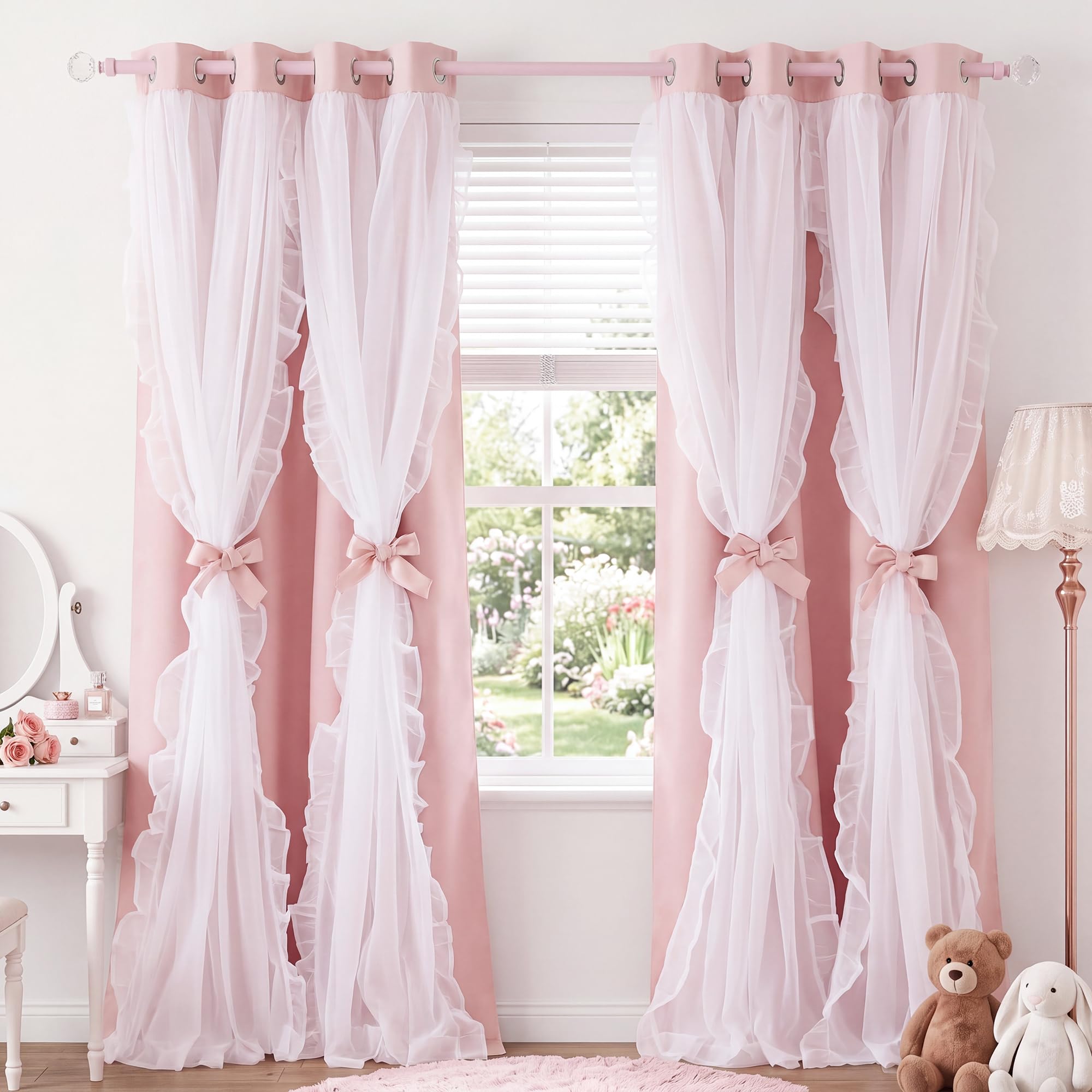 PONY DANCE Pink Blackout Curtains for Nursery, 2 Panels