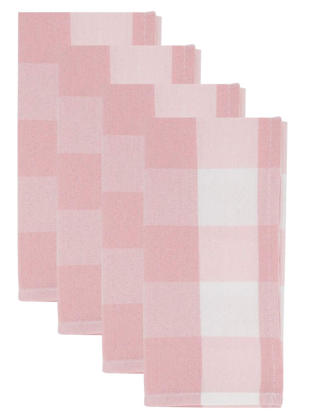 Fennco Styles Buffalo Plaid Checkered Classic Cotton Blend Tabletop Collection Pink 20 x20 Inch Napkins, Set of 4 - Dinner Napkins for Banquets, Christmas, Special Events and Home Décor