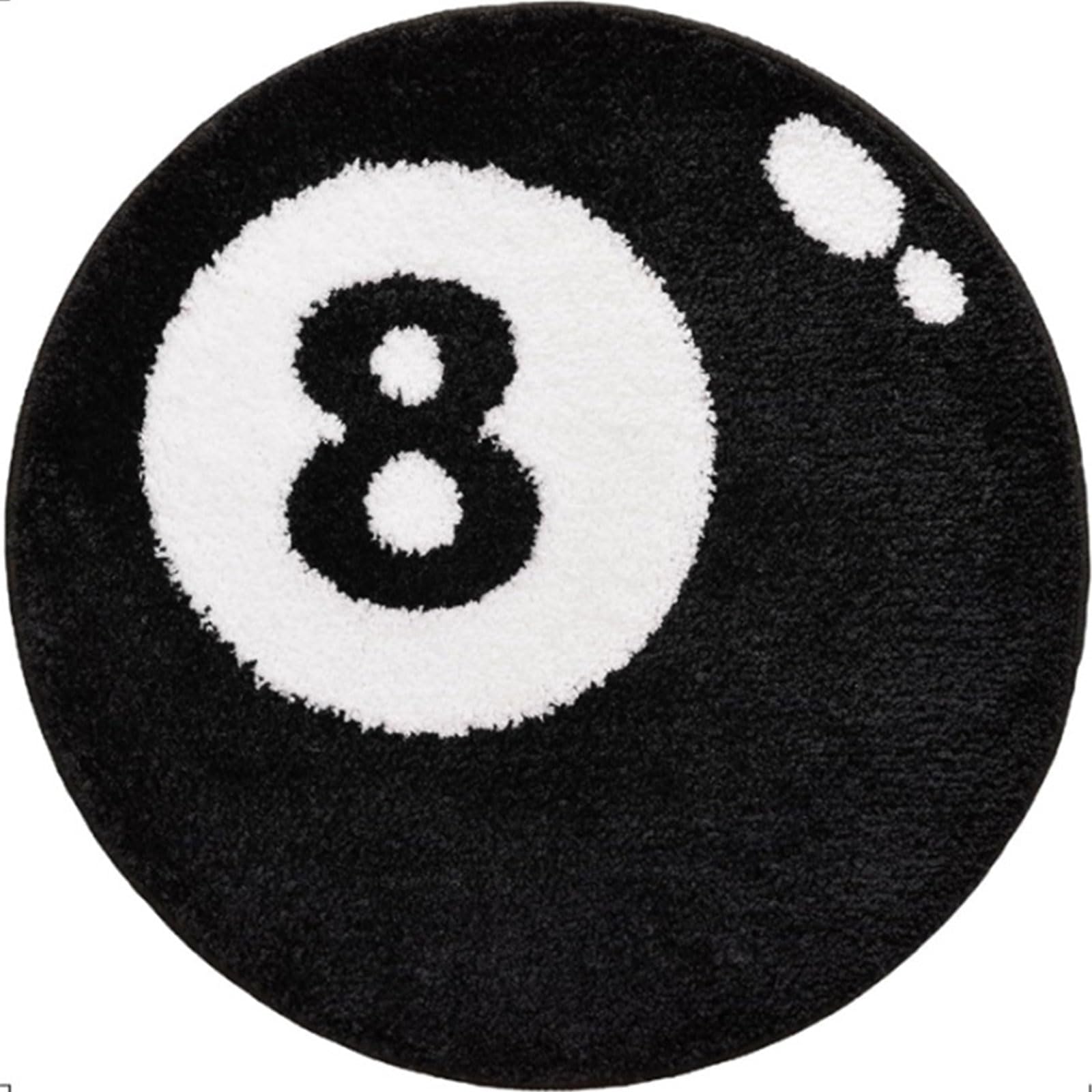 Minicoco 8 Ball Rug, 60 * 60cm Circle Rug, Simulation Billiards Round Rugby Decorative Carpet Absorbent Bath Mat Non Slip Floor Mat Billiard Ball Carpet Soft Microfiber Bathroom Carpets(Black, 60X60)